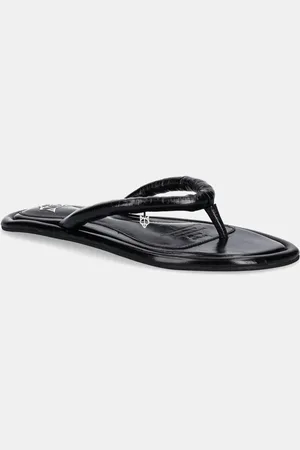 Naked Wolfe Kožené žabky Grenada dámské, barva, na plochém podpatku, Grenada Black Leather