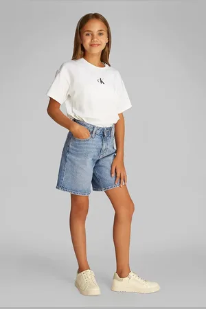 Calvin Klein Dětské riflové kraťasy barva, hladké, IG0IG02890
