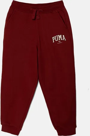 PUMA Dětské tepláky SQUAD Sweatpants vínová barva, s potiskem, 681781