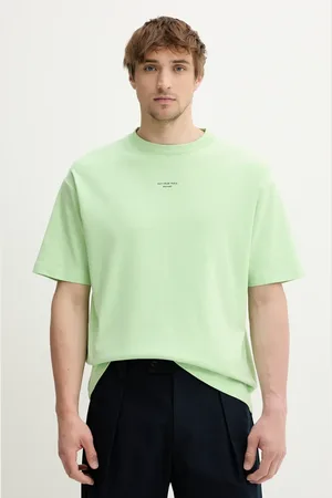 Drôle de Monsieur Bavlněné tričko Le T-Shirt Slogan Classique barva, s potiskem, G-TS202-CO002-LGN