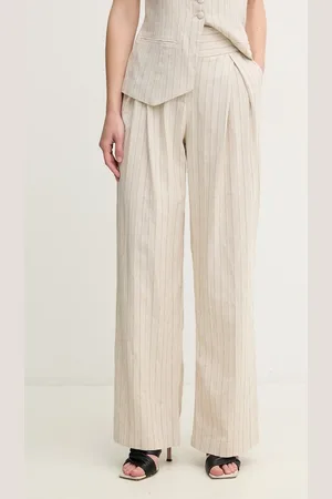 Hoss Intropia Kalhoty s příměsí lnu barva, high waist, 6549013