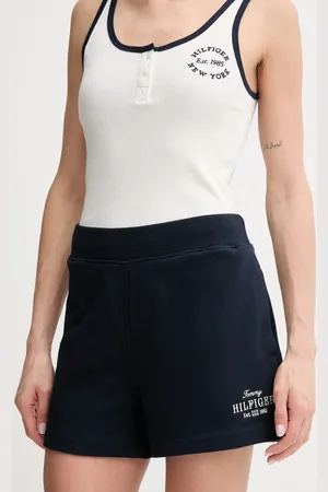 Tommy Hilfiger Bavlněné šortky dámské, barva, s aplikací, high waist, WW0WW45518