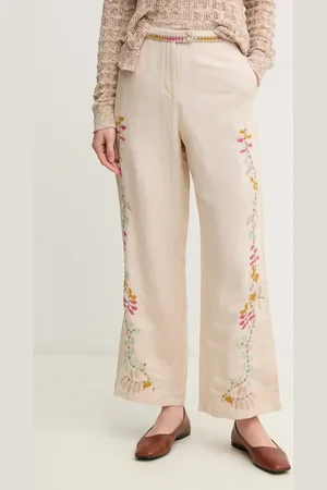 Hoss Intropia Lněné kalhoty dámské, barva, jednoduché, high waist, 6549027
