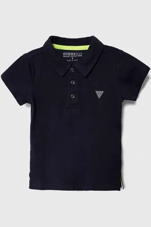 Guess Dětská bavlněná polokošile tmavomodrá barva