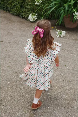 Konges Sløjd Dívčí šaty EVIA BOW DRESS GOTS barva, mini, KS103055