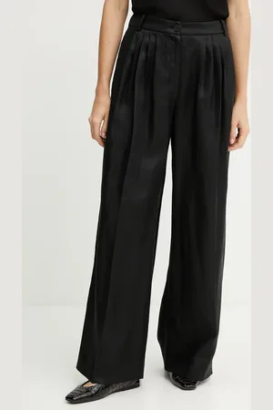 LUISA SPAGNOLI Lněné kalhoty dámské, barva, široké, high waist, 542166
