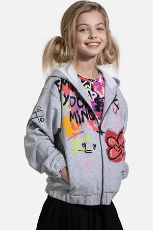 COCCODRILLO Dětská mikina barva, s kapucí, s potiskem, REBEL GIRL JUNIOR