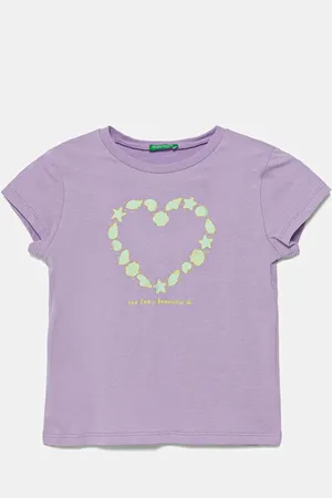 Benetton Dětské bavlněné tričko barva, 3JERG10J3