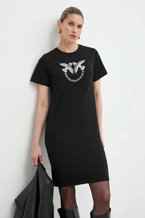 Pinko Bavlněné šaty Answear Exclusive černá barva, mini