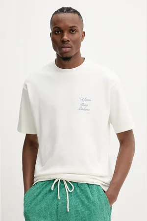 Drôle de Monsieur Bavlněné tričko Le T-Shirt Slogan Cursive pánské, barva, s potiskem, G-TS209-CO002-OW