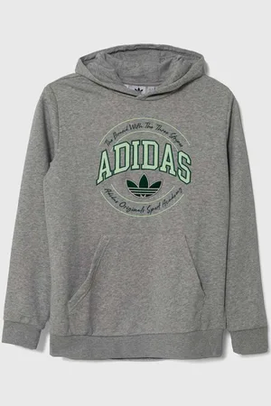 adidas Dětská mikina barva, s kapucí, melanžová