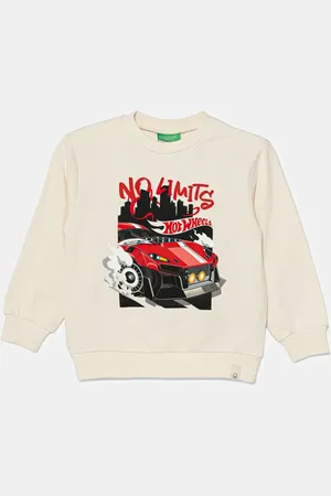 Benetton Dětská bavlněná mikina barva, s potiskem, 3J68G10I2