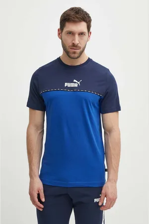 PUMA Bavlněné tričko tmavomodrá barva, 673341