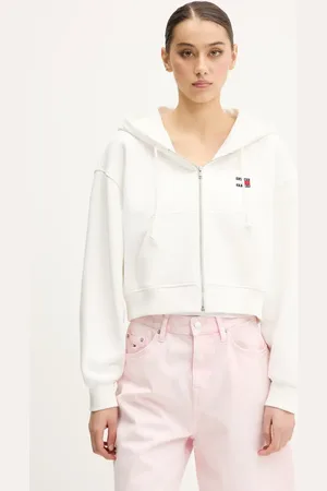 Tommy Hilfiger Bavlněná mikina dámská, barva, s kapucí, s aplikací, DW0DW21355