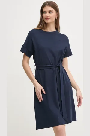 Tommy Hilfiger Bavlněné šaty tmavomodrá barva, mini, WW0WW45183