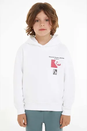 Calvin Klein Dětská mikina barva, s kapucí, s potiskem
