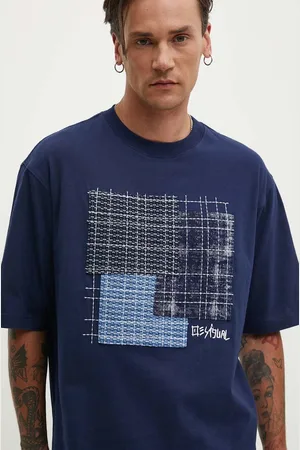 Desigual Bavlněné tričko ARNOLDO tmavomodrá barva, s aplikací, 24WMTK10