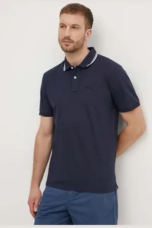 GANT Bavlněné polo tričko tmavomodrá barva, s aplikací