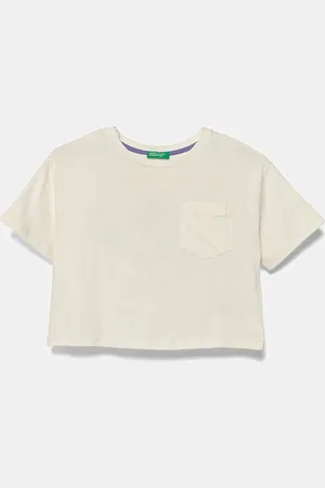 Benetton Dětské bavlněné tričko barva, 3I1XC10N8