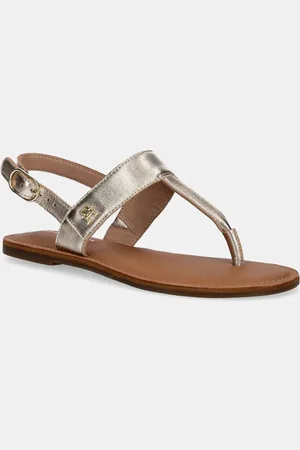Tommy Hilfiger Kožené sandály METALLIC LEATHER THONG SANDAL dámské, barva, FW0FW08798