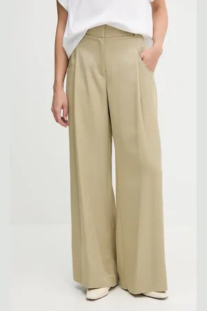 Sisley Kalhoty dámské, barva, široké, high waist, 4V7PLF06N