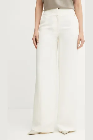 Guess Kalhoty s příměsí lnu GRETA dámské, barva, high waist, 5GGB21 7316A