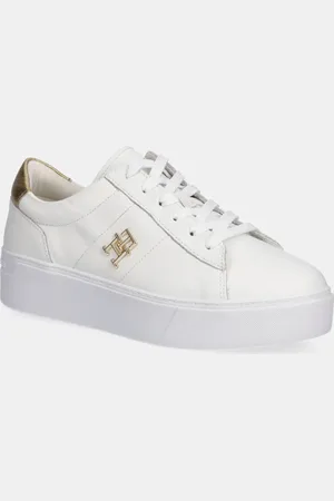 Tommy Hilfiger Kožené sneakers boty PLATFORM COURT SNEAKER METALLICS barva, FW0FW08648