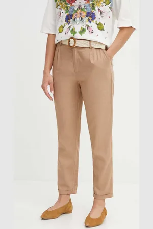 MEDICINE Lněné kalhoty barva, střih chinos, high waist