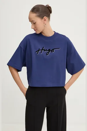 HUGO BOSS Bavlněné tričko tmavomodrá barva, 50525278