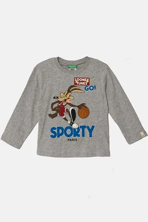 Benetton Dětské bavlněné tričko s dlouhým rukávem x Looney Tunes barva, s potiskem, 3ATNG10GY