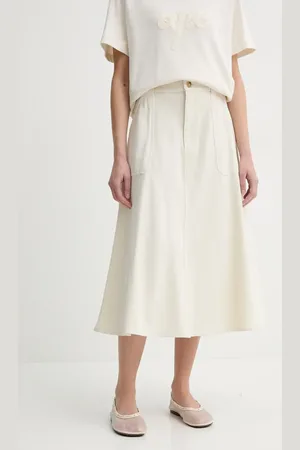 A.P.C. Bavlněná sukně jupe laurie barva, midi, áčková, COGBJ.F06410
