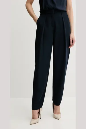 Armani Exchange Kalhoty dámské, tmavomodrá barva, široké, high waist, XW000449 AF12750