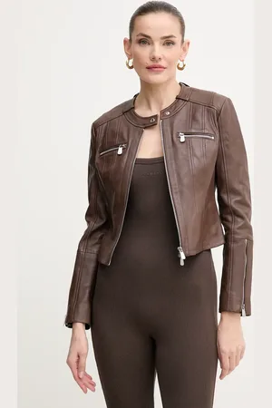 Pinko Kožená bunda barva, přechodná, 104914 A2HT
