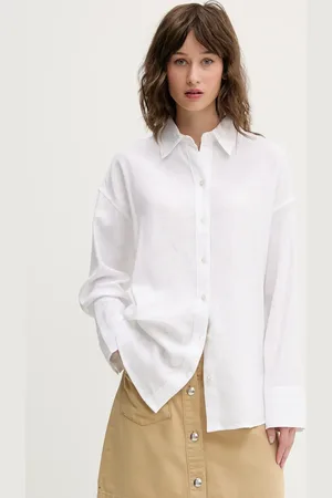 Abercrombie & Fitch Lněná košile dámská, barva, relaxed, s klasickým límcem, KI140-5058