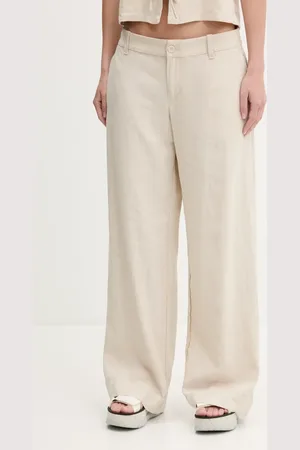 Hollister Lněné kalhoty dámské, barva, široké, medium waist, KI356-5026