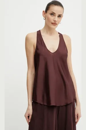 FORTE FORTE Hedvábná halenka dámská, vínová barva, hladká, 9929 my top