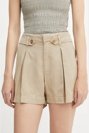 Guess Šortky s příměsí lnu SHAYE dámské, barva, high waist, W5GD1J WG8N0