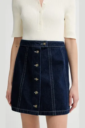 A.P.C. Džínová sukně jupe pipa tmavomodrá barva, mini, áčková, COHJI.F06459