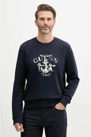 Guess Bavlněná mikina pánská, tmavomodrá barva, s potiskem, M5GQ07 KCS31