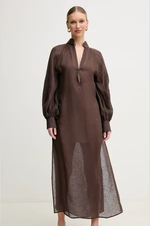 LUISA SPAGNOLI Lněné šaty barva, maxi, oversize, 542150