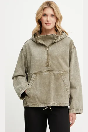Michael Kors Džínová mikina dámská, barva, s kapucí, hladká, MS510B44LN