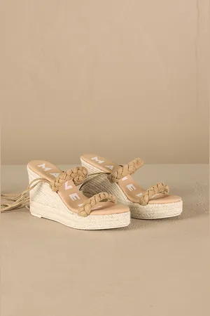 MANEBI Semišové sandály Hamptons Two Braided Bands Wedge Espadrilles barva, M 1.1 WE