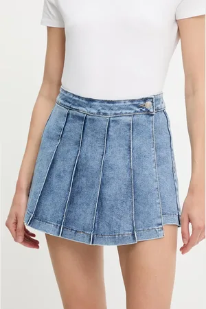 ANSWEAR Džínová kalhotová sukně dámská, barva, hladká, high waist