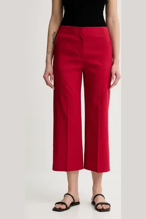 THEORY Lněné kalhoty dámské, barva, high waist, M0203208