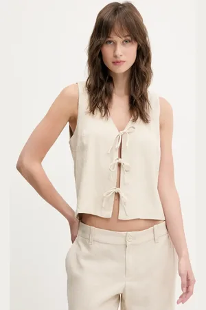 Hollister Lněná vesta barva, KI340-5068