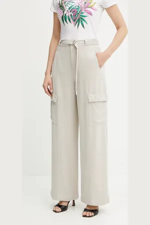 Guess Kalhoty AGATHA dámské, barva, široké, high waist, W5GA1T WDP85