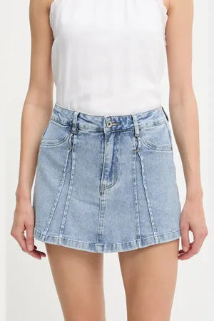 ANSWEAR Džínová kalhotová sukně dámská, barva, hladká, medium waist