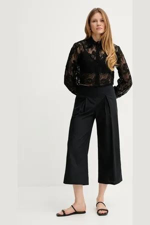 ERMANNO SCERVINO Bavlněné kalhoty dámské, barva, široké, high waist, D464P610OVZ