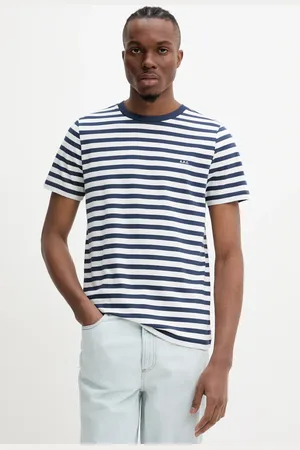 A.P.C. Bavlněné tričko t-shirt standard apc brode raye pánské, tmavomodrá barva, COHBZ.M26419