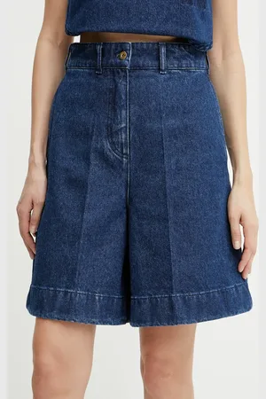 Patou Džínové šortky dámské, tmavomodrá barva, high waist, TR0520216